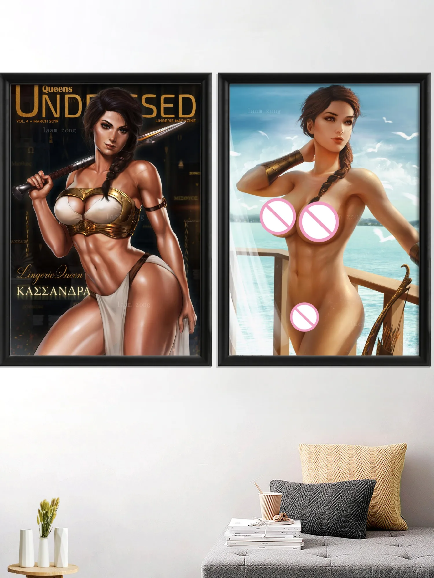 كاساندرا لعبة فيديو مثير فتاة عارية الكرتون أنيمي الفن المشارك غرفة المعيشة ديكور غرفة نوم ديكور المنزل الجدار