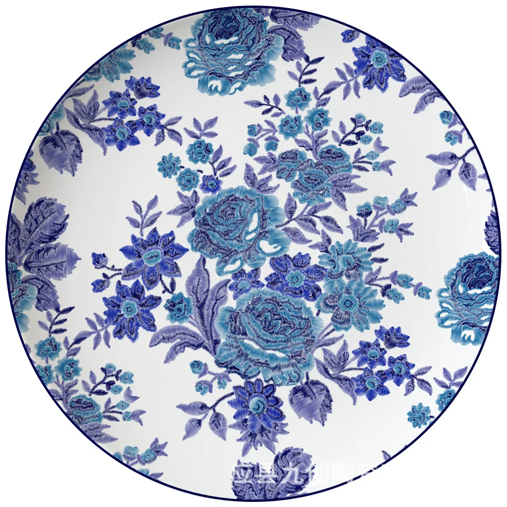 Micro relief Chinese style restaurant dish plate household dumpling plate national style restaurant steak plate