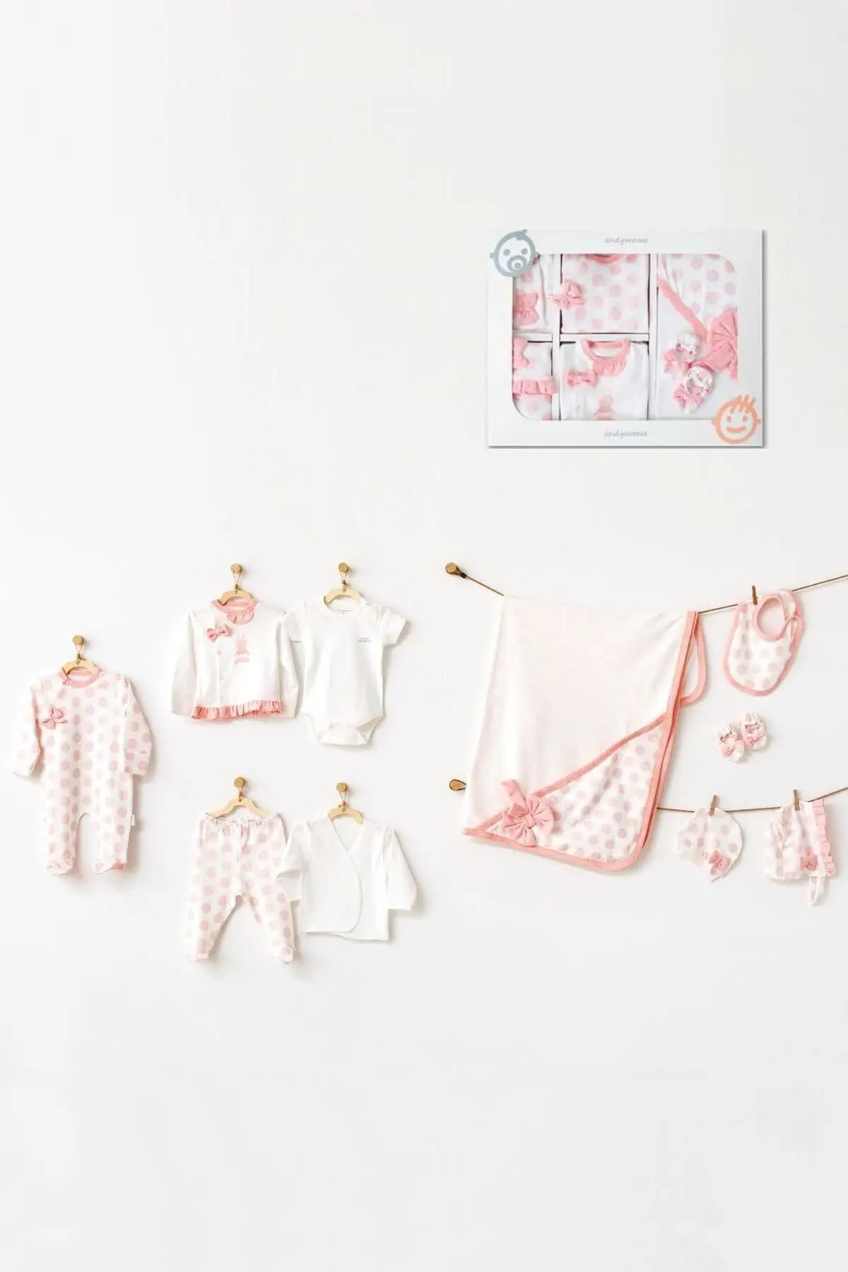 Andywawa AC21131 Polka Dot 10 Piece The Zibin Set Baby ecru