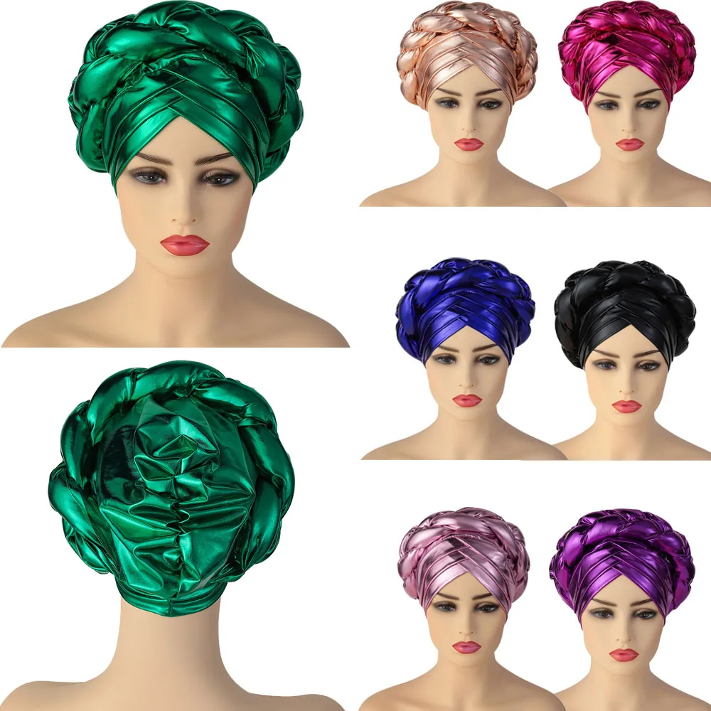 

African Cap Head Wraps Turban Hijab Caps Wedding Aso Oke Headtie Muslim Already Made Auto Gele Nigerian Hat Headwrap For Party