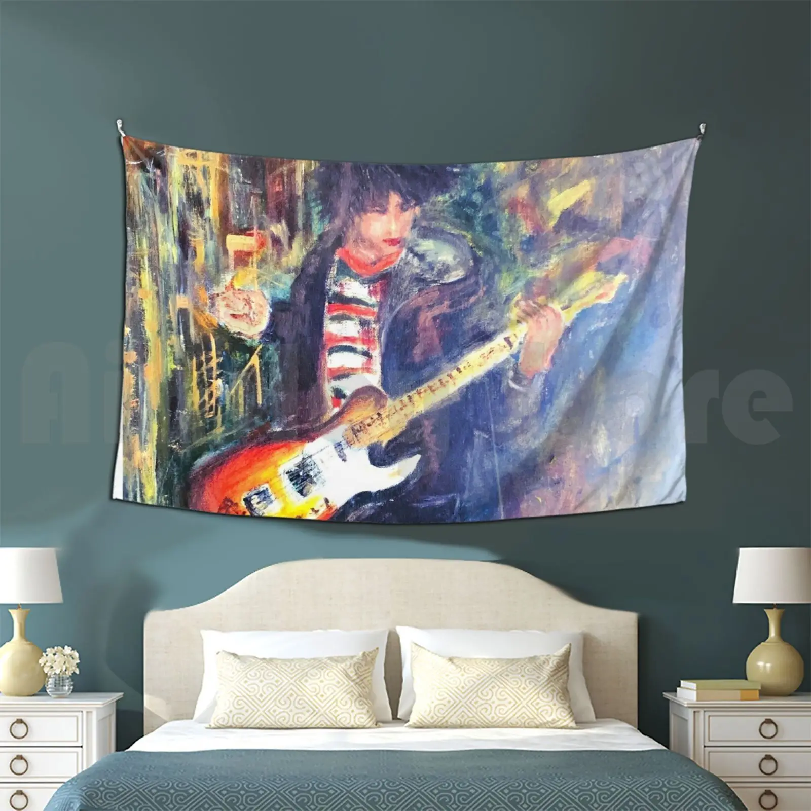 Rock The Casbah Tapestry Living Room Bedroom Guitar N Roll Radiohead Jimmy Page Classic Acrylic Music Telecaster