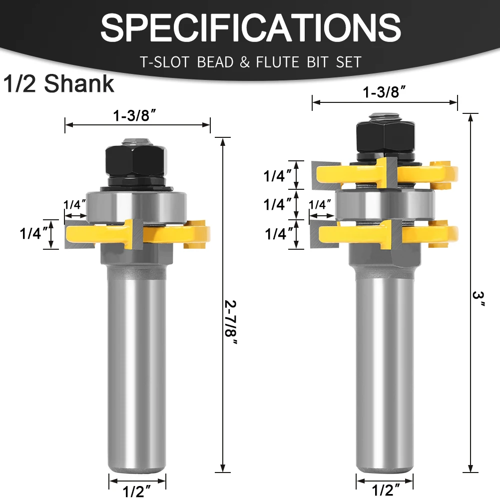 Tongue and Groove Router Bit Set 1/4\