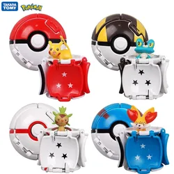 4Pcs/Set TOMY Pokemon Elf Ball Pikachu Pokeball Pocket Monster Variant Toy Action Figure Model Toys Kids Game Cosplay Toy Gift