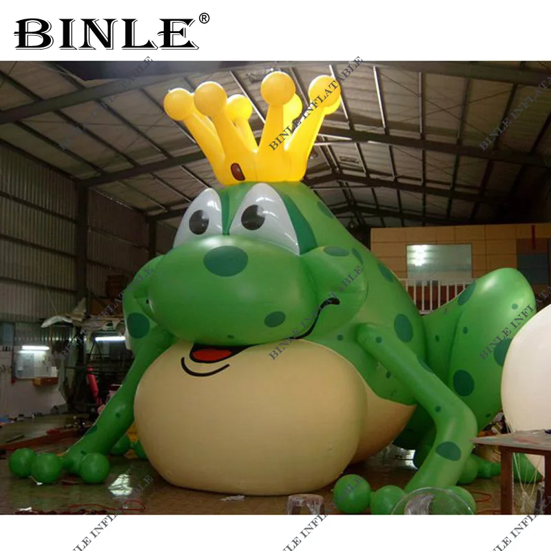 

Custom outdoor prince inflatable frog with crown air poped up parade animal mascot for event advertising