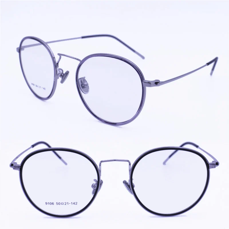 

9106 nickel copper alloy combined with TR90 decoration double rim retro shape full-rim tendy stylish lady eyeglass frames