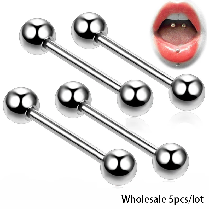 5pcs/lot  925 sterling silver Tongue ring  eyebrow Nipple Barbell Piercing bar body jewelry