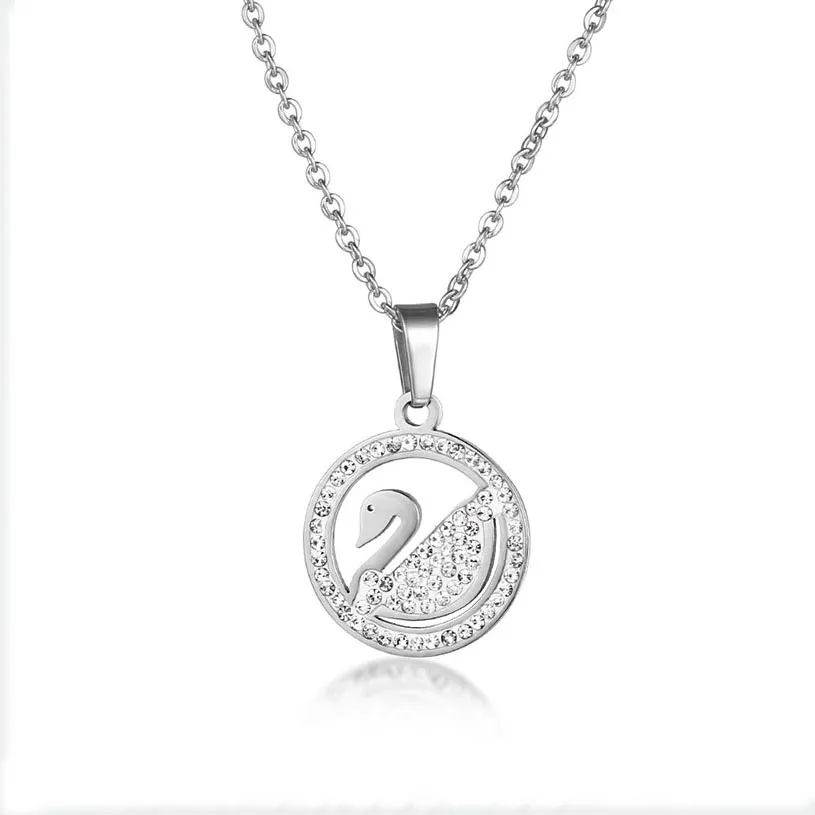 

Personalized Swan Zircon Cystal Pendant Necklace Fashion Metal Titanium Steel For Women Wedding Accessories Engagement Gift