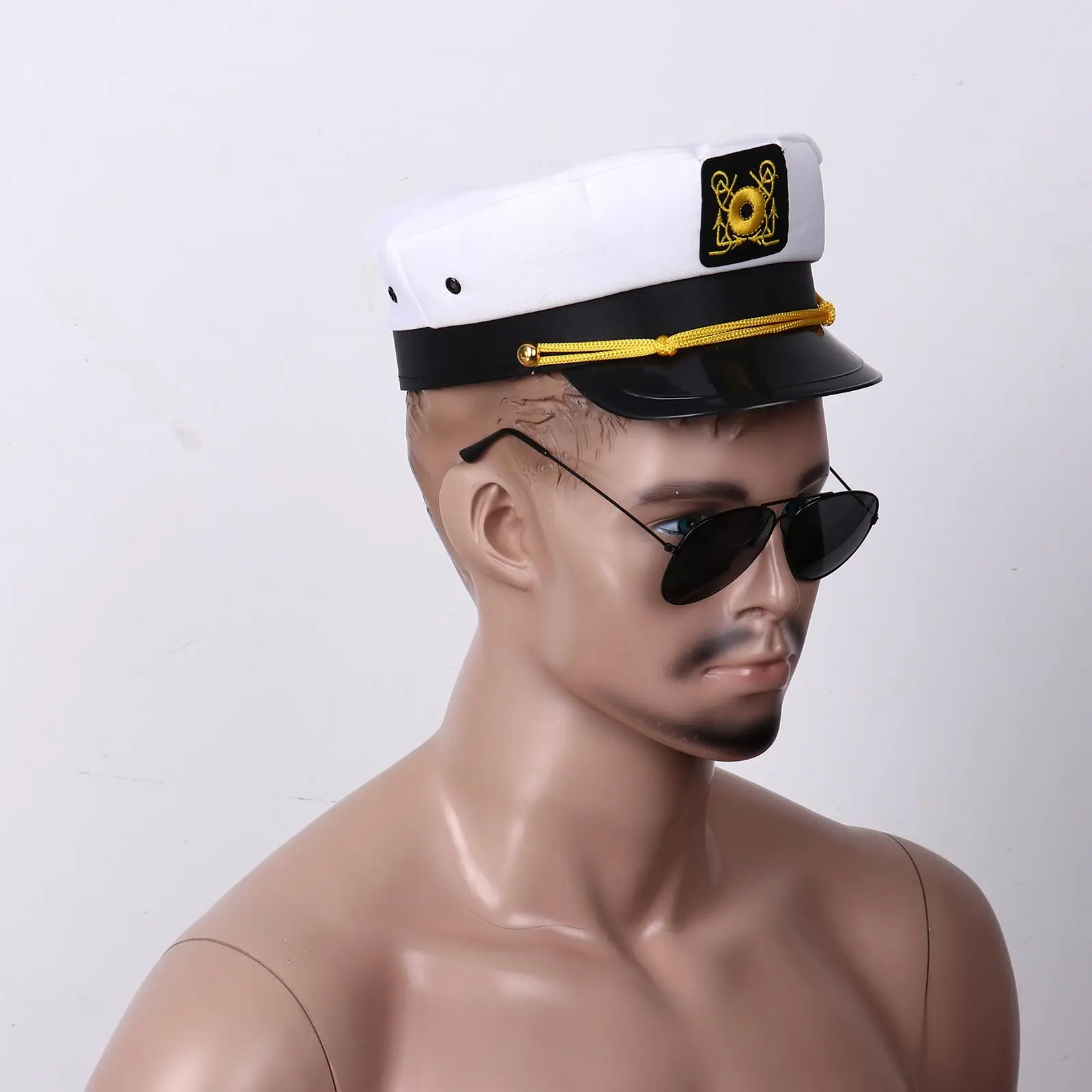 Mens Erwachsene Navy Kostüm Zubehör Kapitän Hut Sailor Cap Aviator Sonnenbrille Flagge Anhebung Handschuhe Set für Themed Party Roleplay