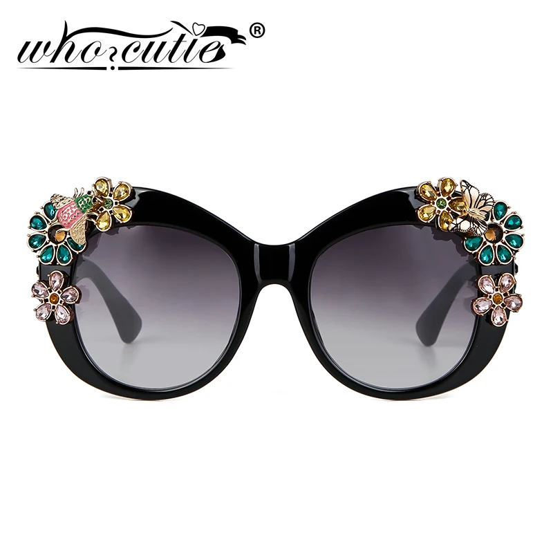 Oversized Diamond Sunglasses Women 2025 Luxury Brand Designer Retro Vintage 80S Baroque Cateye Rhinestone Sun Glasses Shades 675