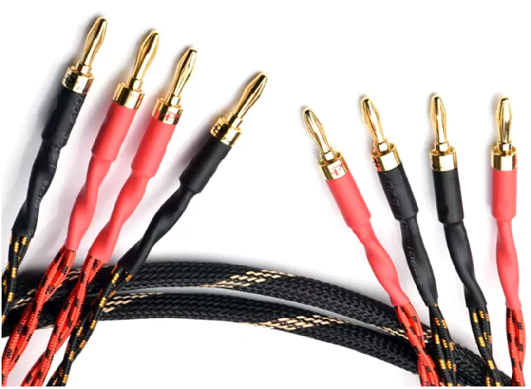 1Pair  HIFI speaker cable high Quality amplifier 4n OFC speaker cable with Banana plug