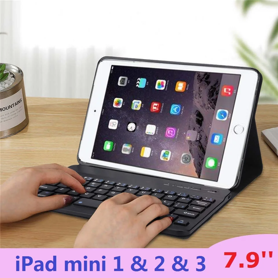 Slim Coque for iPad mini 2 mini 3 Keyboard Case A1432 A1490 Russian Spanish Language PU Cover for iPad mini Keyboard Case 7.9''