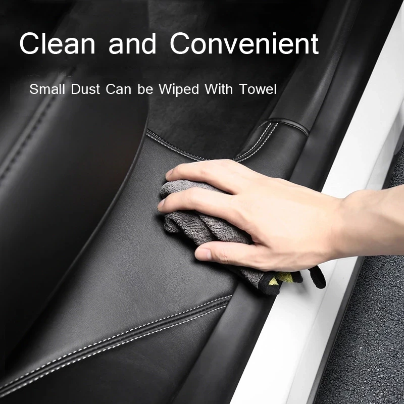 Car Door Sill Protector For Tesla Model Y Leather Bumper Strip Anti Kick Pad For Tesla Model 3 Side Edge Film Stickers