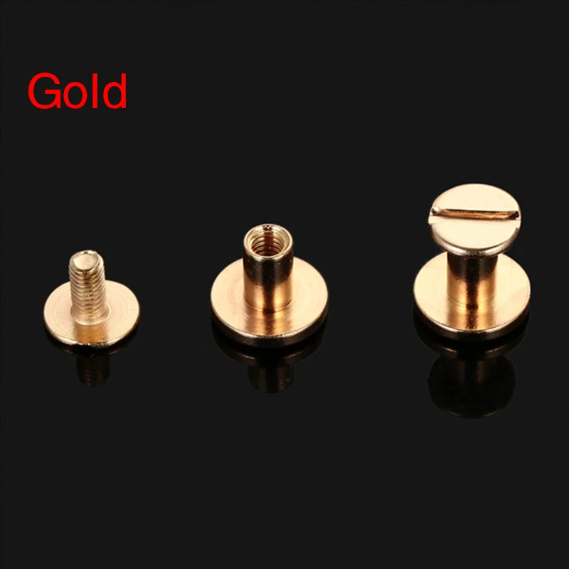 10sets 5mm/6.5mm/8mm Solid Screw Nail Rivet Double Flat Head Belt/strap Rivets Luggage Leather Metal DIY Craft Copper