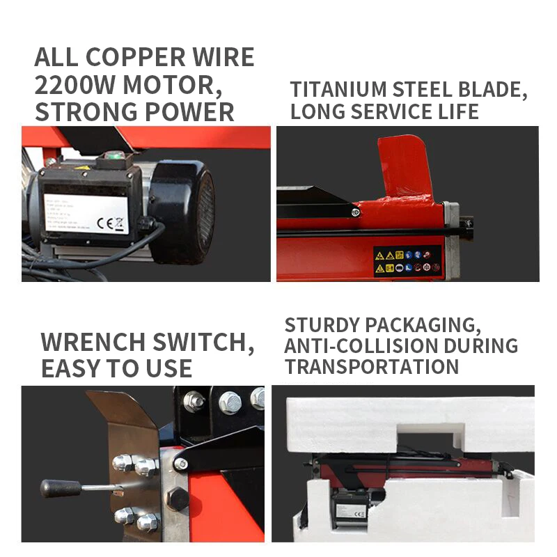 

1PC 8T Wood Splitting Machine 220V Hydraulic Logging Wood Cutting Machine HLS8T-52 Wood Spliter Machine Woodworking Small Tool