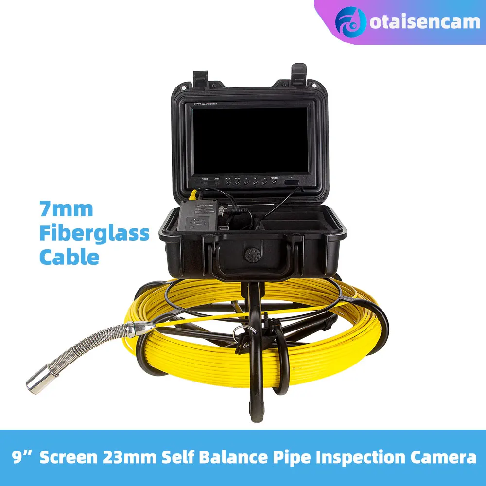 

9 Inch Monitor 23mm Self Balance Camera Sewer Drain Pipe Inspection System DVR Keyboard WIFI Hotspot 5mm Fiberglass Cable