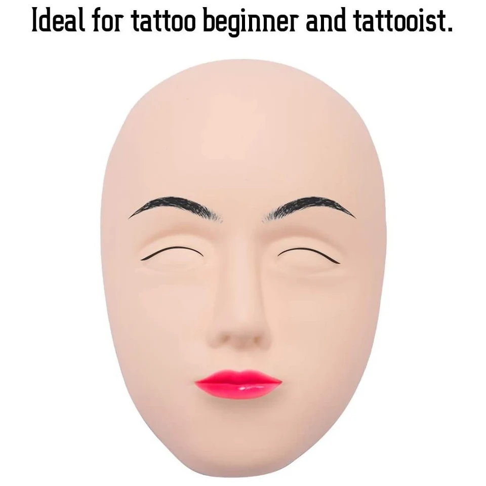 5D Face Head Tattoo Practice Permanent Makeup Microblading Eyebrow Lip Training Silicone Fake Skin Kits for Beginners Doll Face