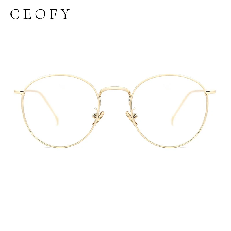 Ceofy Women Glasses Frame Round Eye Optical Myopia Fashion Gold Brand Design Prescription Eyeglasses Frame