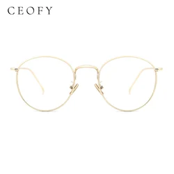 Ceofy Women Glasses Frame Round Eye Optical Myopia Fashion Gold Brand Design Prescription Eyeglasses Frame