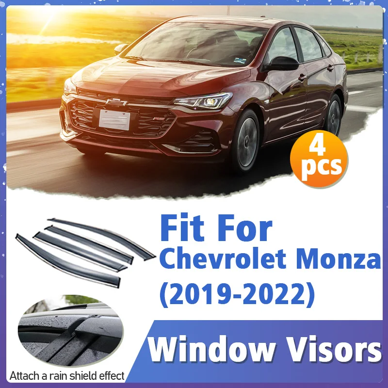 

Оконный козырек для Chevrolet Monza 2019-2022, вентиляционная крышка, отделка, навесы, защита от солнца, дождя, дефлектор, автоаксессуары