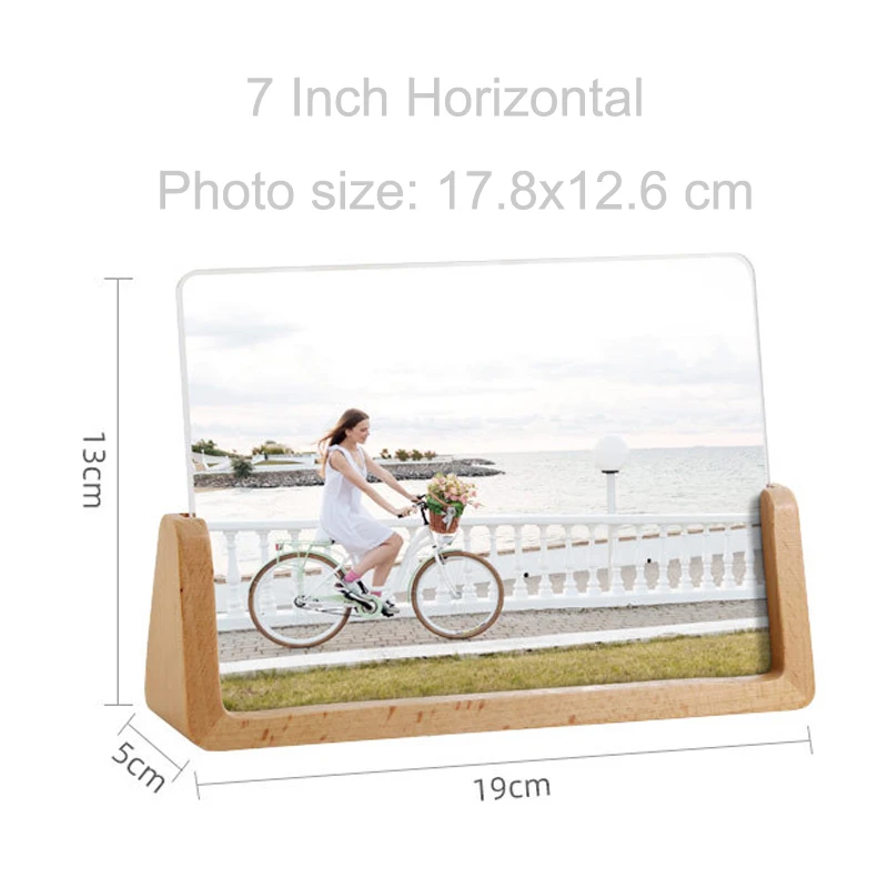 Creative European Solid Wooden Photo Frame Innovative 6 Inch 7 Inch Acrylic U Shaped Photo Holder Frame Home Desk Decoration