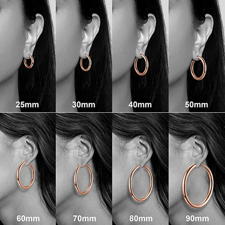 100% Stainless Steel Earring Big Thick Chunky Stud Earrings for Women Round Circle New 2021 Simple Exaggeration Fashion Jewelry