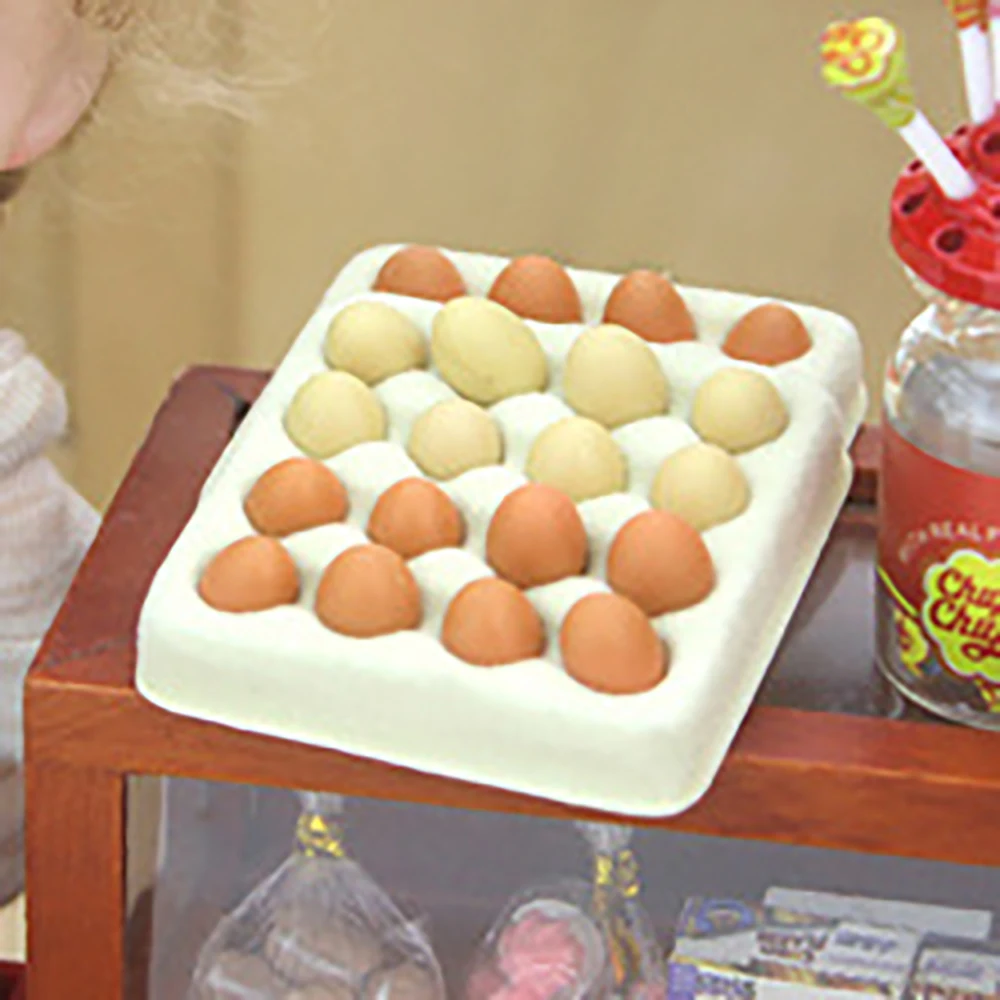 1/12 Dollhouse Miniature Accessories Mini Egg With Tray Simulation Kitchen Food Model Toys for Doll House Decoration