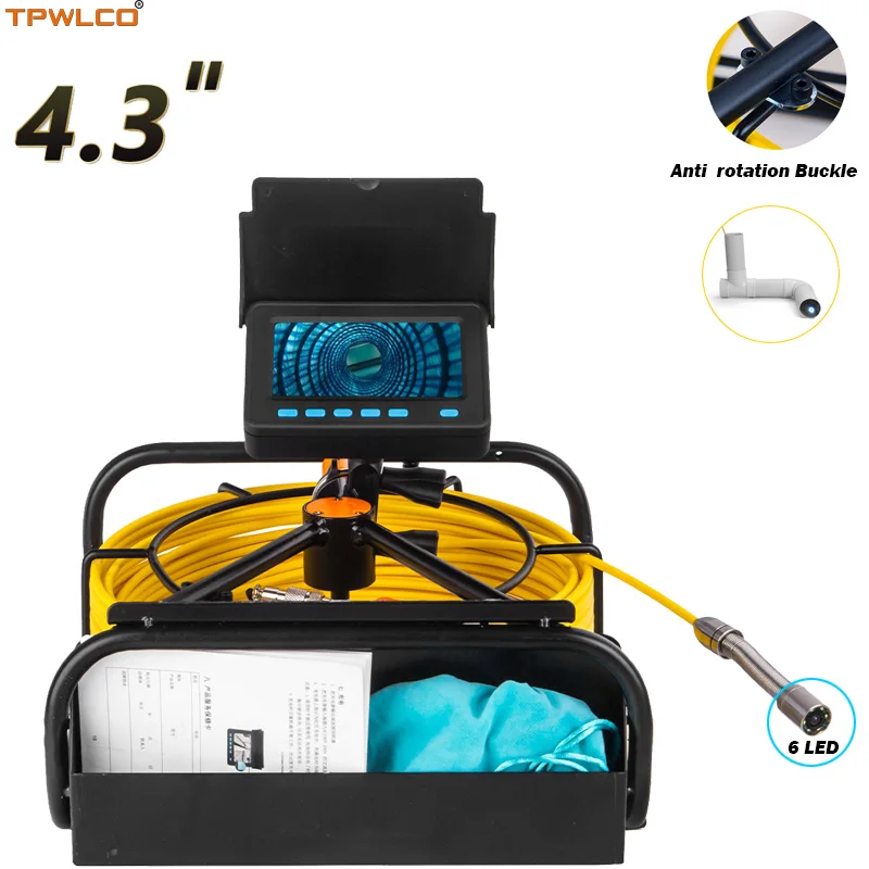 

4.3inch LCD Monitor Industrial Drain Pipe Sewer Inspection System 20m Cable High Quality Endoscope Camera 17mm With 6pcs LEDS