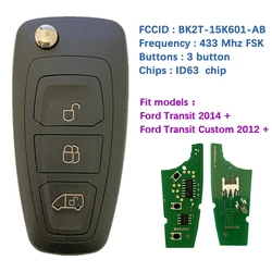 CN018057 Aftermarket 3 Bouton 434MHz Flip Clé Pour Ford ATIC/Personnalisé 2014-2016 Clé À Distance Fob FCCID BK2T-15K601-AA/ AB/ AC