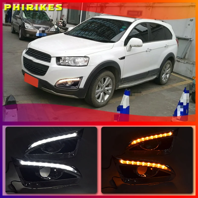 

Turn Yellow Signal Function Car DRL Lamp 12V LED Daytime Running Light Daylight For Chevrolet Captiva 2014 2015 2016