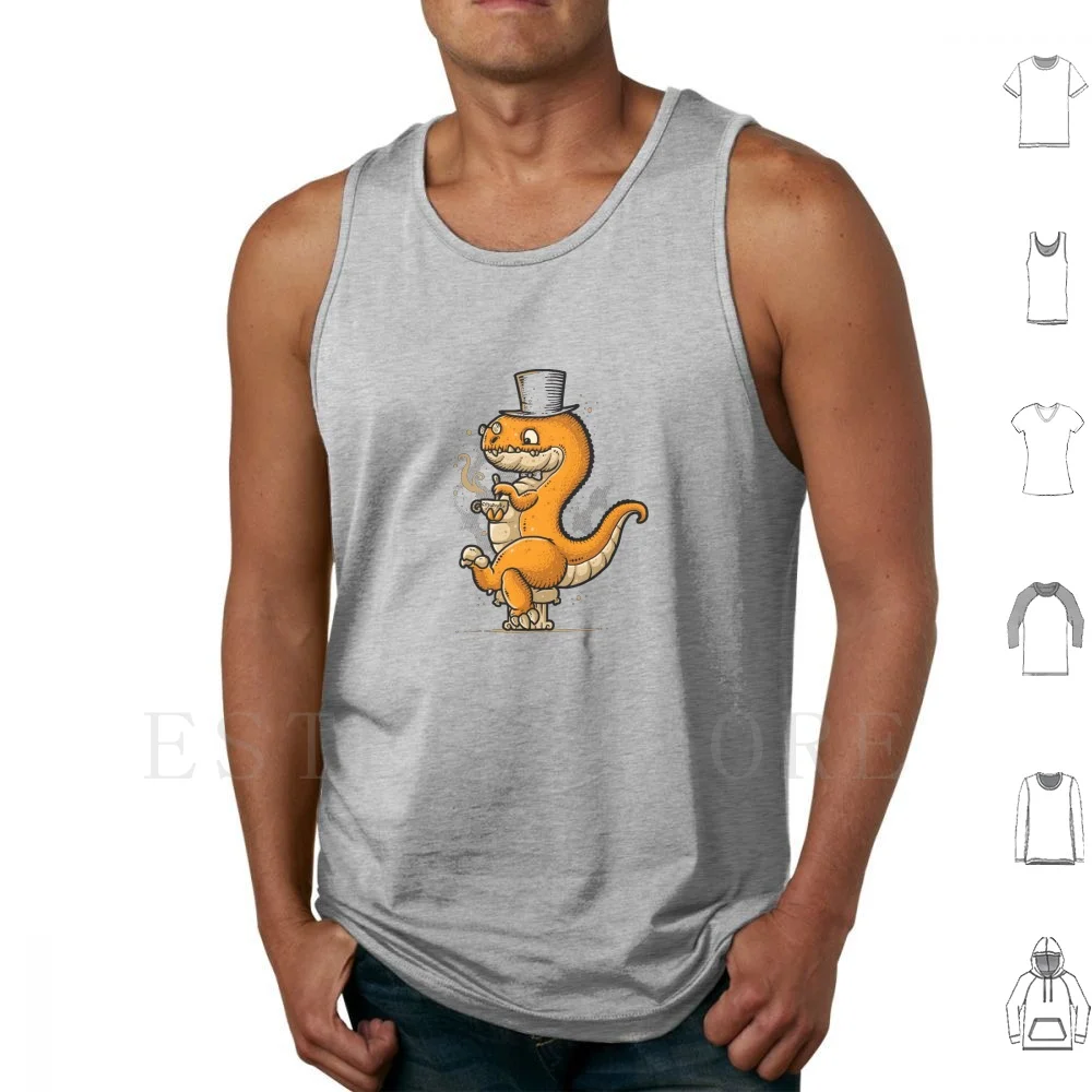 Camisetas sin mangas Vintage Rex, chaleco sin mangas, Rex Vintage Tea English Breakfast, lindo y divertido T Rex, dinosaurio, animal, lagarto