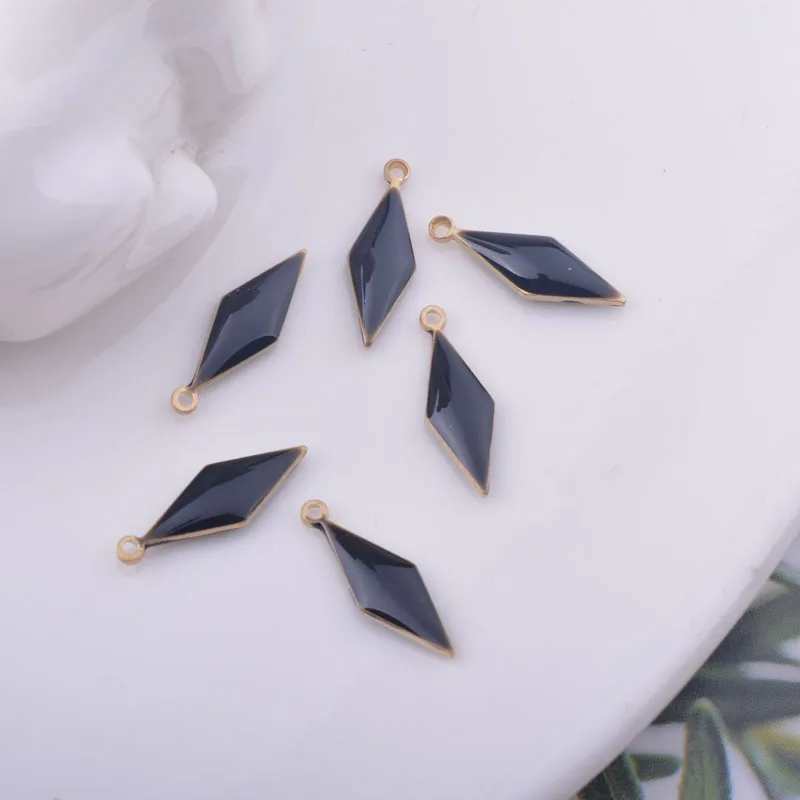 30 Stück 5*16mm Kupfer-Geometrie-Anhänger Beidseitig Emaillierte Rhombus-Charms für DIY-Schmuck- und Ohrringherstellung – Detail 2