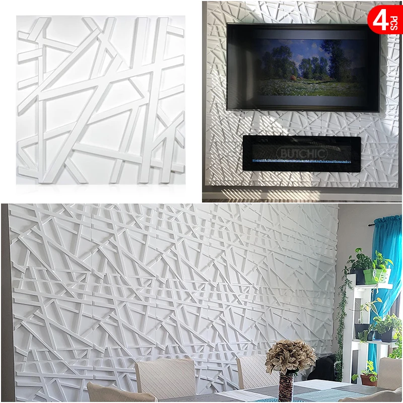 4pcs 50x50cm 3D wall panel Geometric lines 3D wall sticker wallpaper mural diamond design decor tile 3d mold 90's aesthetic room