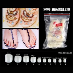 500 Pcs Fake Kunstmatige Teen Nagels Volledige Dekking Acryl Fasle Teennagels Franse Voet Tips Pedicure Diy Nail Art Decor