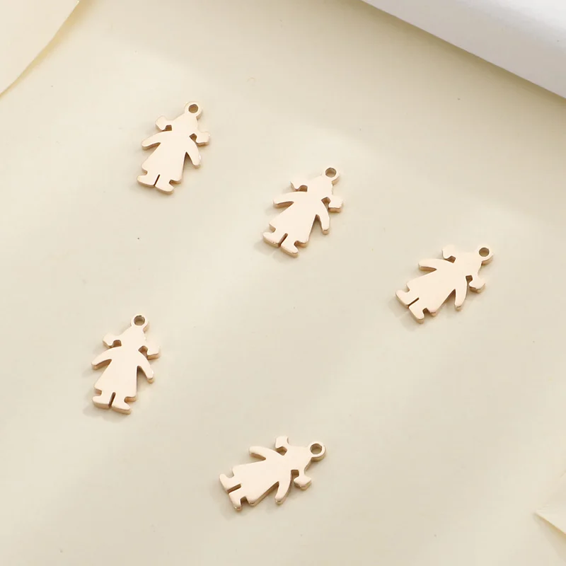 3Pcs/Lot Boy and Girl Pendant Jewelry Making Necklaces DIY Bracelet Family Children Stainless Steel