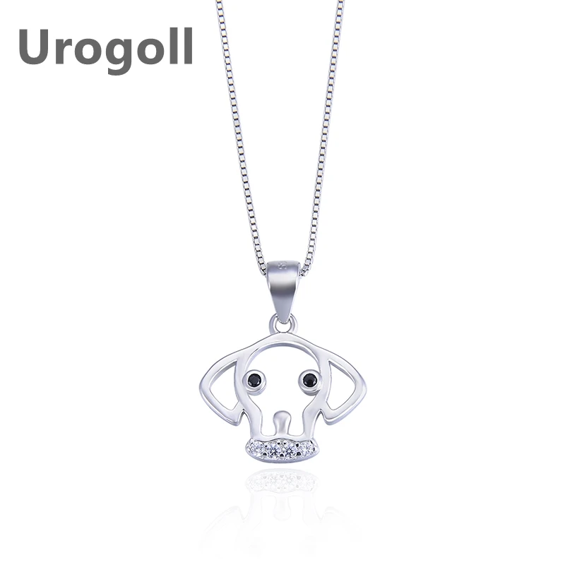 Fashion Women Pure 925 Sterling Silver Necklaces Cute Animal Zodiac Dog Avatar Pendant Zircon Necklaces Chain Jewelry Accessory