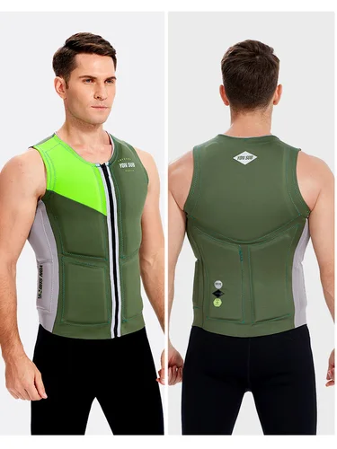 Imagen 2 del producto Chaleco salvavidas, chaleco de flotabilidad para deportes acuáticos, natación para adultos, surf, esquí, barcos de rescate, ropa de ayuda para pesca a la deriva, neopreno con cremallera