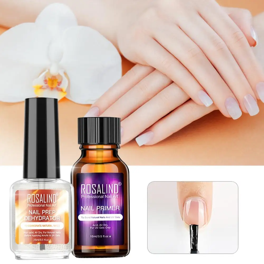 2 sztuk/zestaw profesjonalny naturalny Nail Prep dehydrat Nail Primer silna przyczepność Nail Art Kit na proszek akrylowy żelowy lakier do paznokci