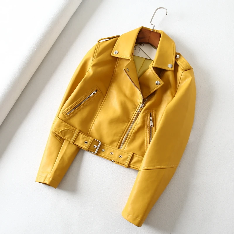 6 Colors Women Slim Short Biker Faux Leather Jacket Korean Chic Epaulet Spring Autumn 2024 Casual Female Streetwear Veste Femme