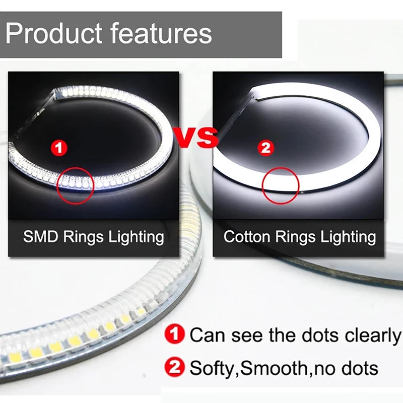 1SED 4x106mm For BMW E46 2D Coupe Cabrio Two-Color LED DRL SMD Cotton Angel Eyes Halo Rings Kit Headlight Auto Turn Signal Light