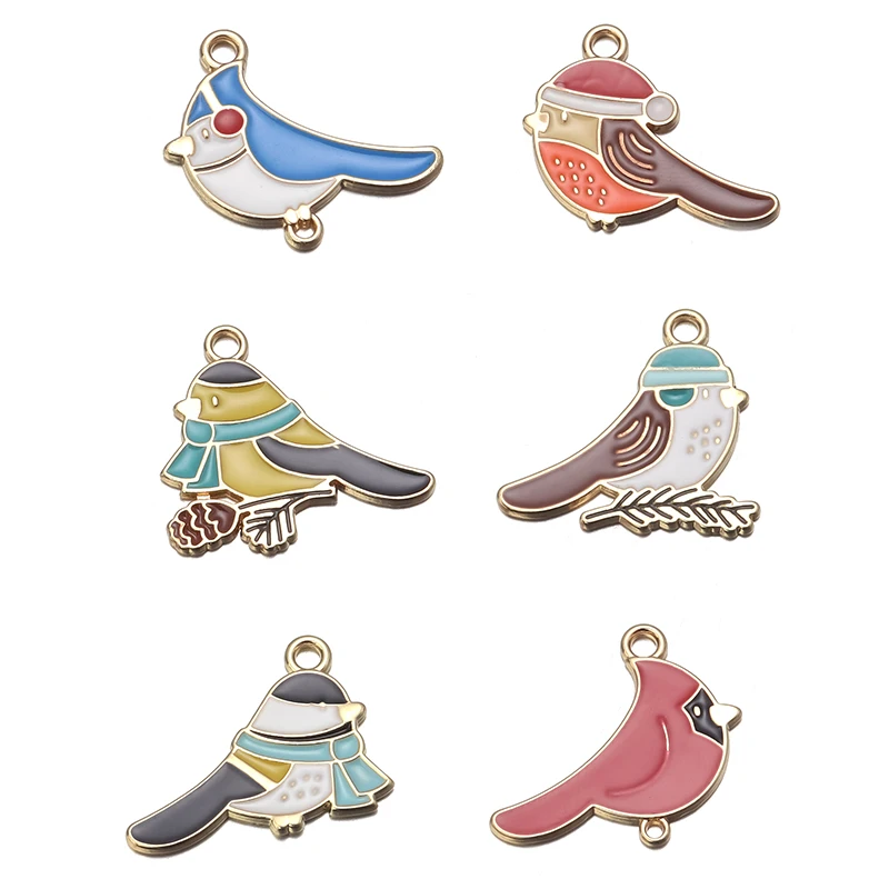 2022 New 10pcs/lot 16.5mm Cute Bird Enamel Charms Ornament For DIY Necklace Bracelet Fashion Jewelry Making Findings Accessories