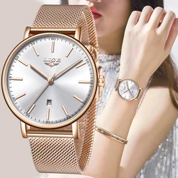 LIGE Top Brand Luxury Women Watch Casual Fashion Simple Stainless Steel Quartz Ladies Watches Waterproof Clock Female Wristwatch