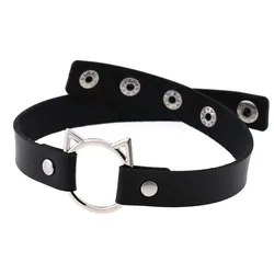 Black Leather Cat Collar Choker Necklace Gothic Fashion Punk Harajuku Chocker Goth Sexy Accessories For Women Cosplay Jewelry