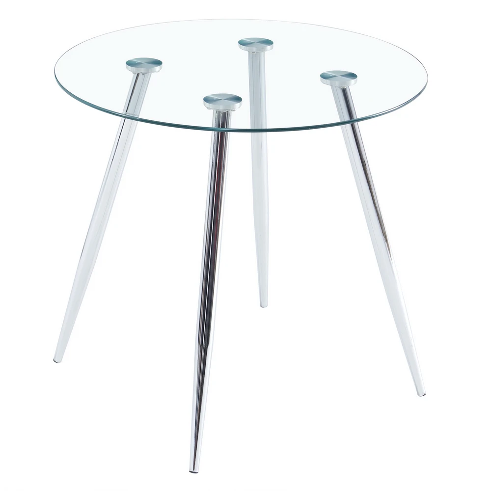 80*80*75cm Round Glass Dining Table Coffee Table Transparent Glass Table Leg Cross Design US Warehouse