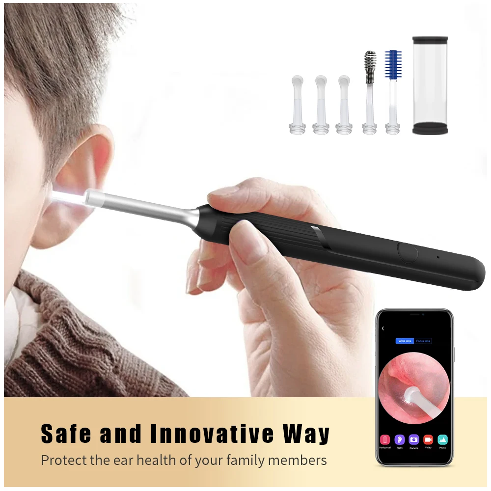 Wireless Smart Ear Wax Removal 360° Visual Ear Pick Lighted Ear Canal Cleaner Otoscope Flexible Design Ear Care Tools NP20