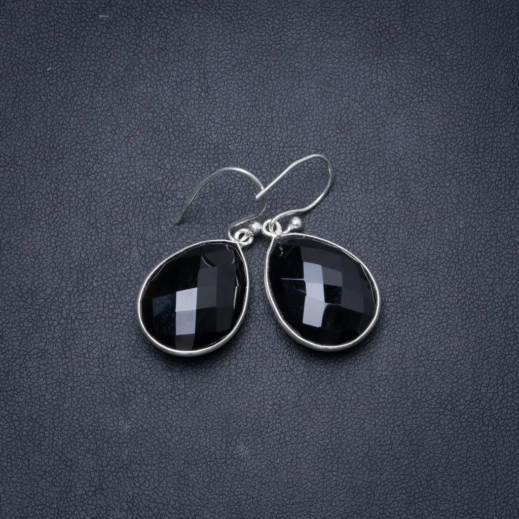 

Natural Black Onyx Handmade Unique 925 Sterling Silver Earrings 1.25" Y1596