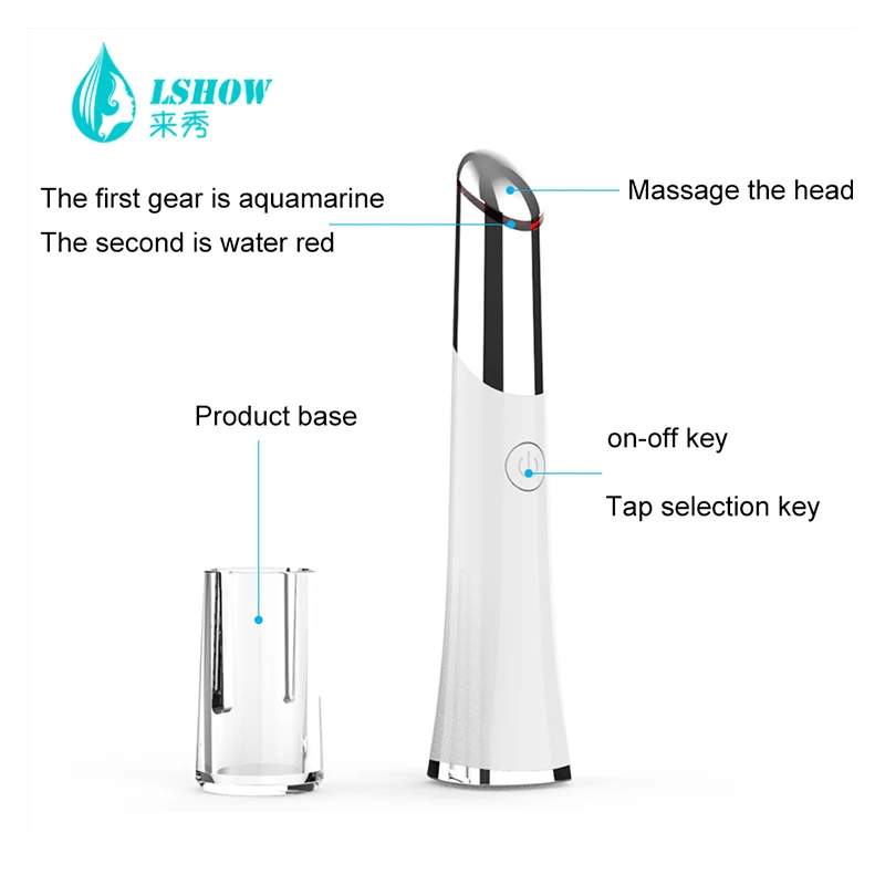 LSHOW Beauty Electric Heated Sonic Eye Massager Wand Rechargeable Face Massager Roller Wand Eliminating Wrink Eye Care Machine