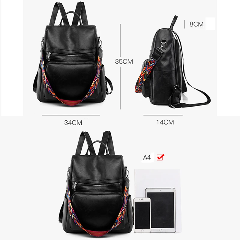 Imagem -02 - Mochilas de Couro Anti-roubo para Mulheres Bolsa Escolar de Grande Capacidade para Meninas Mochila Feminina Senhoras Marca Famosa Moda de Alta Qualidade