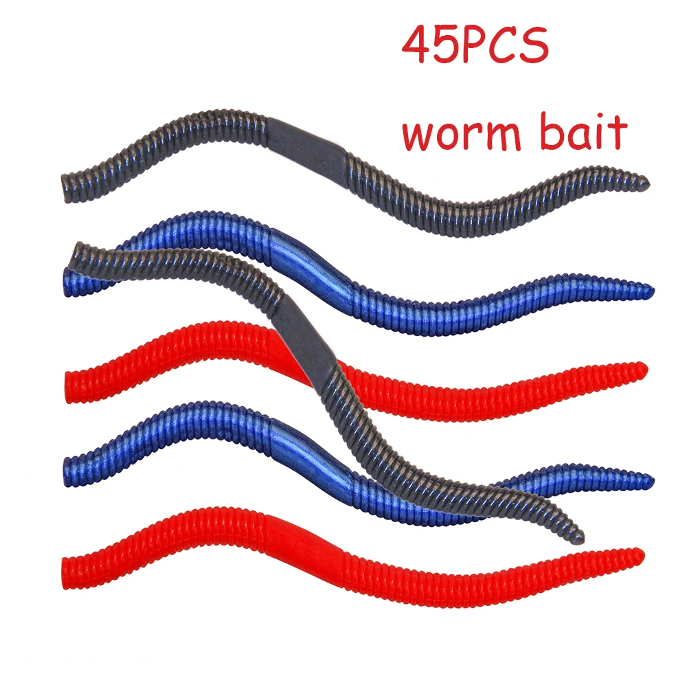 45pcs/lot Fishing Soft Lures 140mm 6g Artificial Worm Baits 9packs Silicone Fishing Lures Wobblers Fishing Tackle