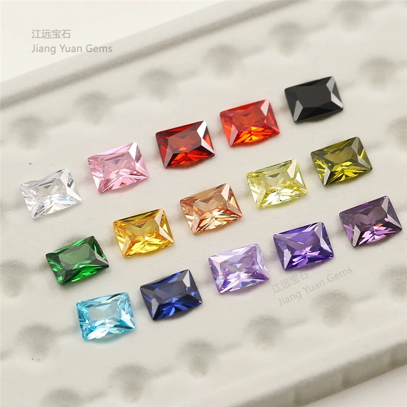 1pcs Per Color Total 15pcs Rectangle Shape Loose Cubic Zirconia Stone Mix 15 Colours CZ Synthetic Gemstone For Jewelry DIY