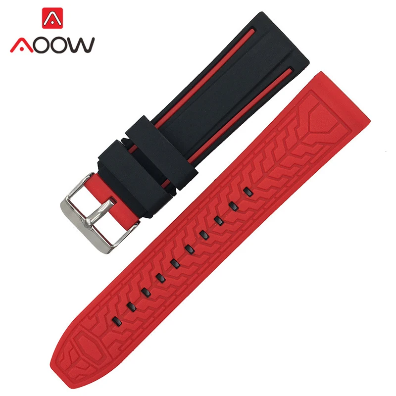 Soft Silicone Sport Watchband 20mm 22mm 24mm 26mm Rubber Diving Waterproof Men Replacement Bracelet Band Strap Watch Accessories